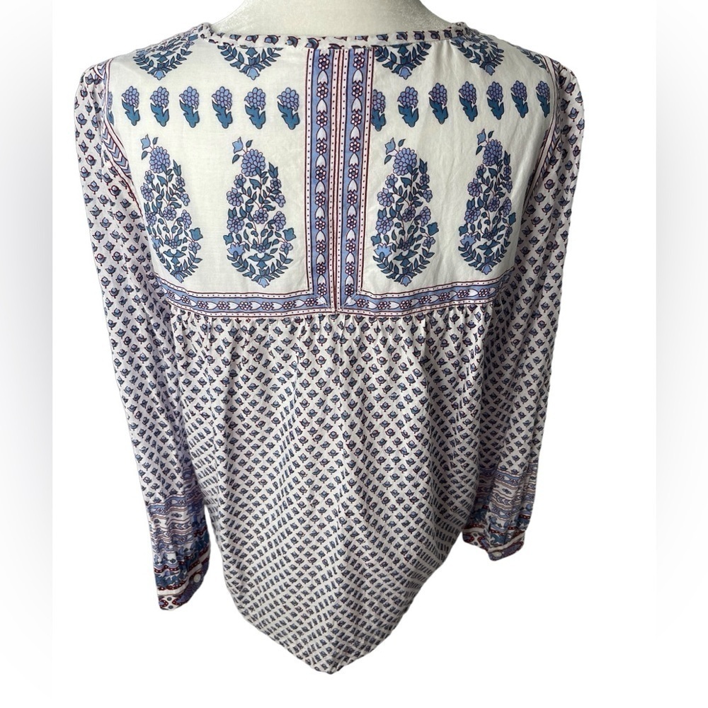 J Crew Floral Paisley Cotton Peasant Top In Bright Periwinkle size 6 - Picture 6 of 16